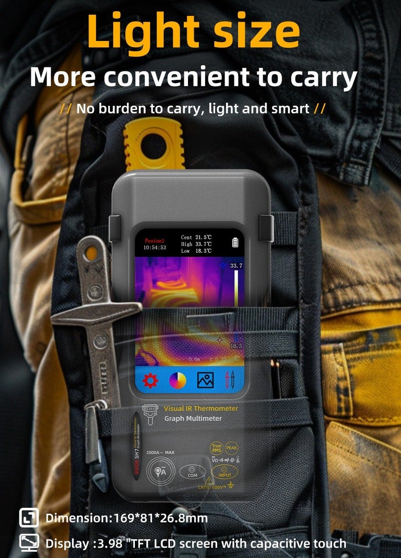 بي سايد كاميرا تصوير حراري محمولة بشاشة لمس، دقة 240×240، جهاز قياس حرارة عالي الدقة، جهاز حراري وملتيميتر 2 في 1 - Image 3